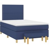 vidaXL Box spring postelja z vzmetnico modra 120x190 cm blago, (21111361) | Shoptok.si