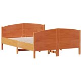  Okvir kreveta s uzglavljem voštano smeđi 135x190 cm od borovine | shoptok.hr