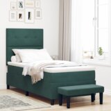  Krevet na podlozi s madracem i klupom Tamnozelena 90x200 cm Baršun | shoptok.hr