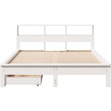 vidaXL Krevet s regalom z knjige bez madraca bijeli 135x190cm borovina | shoptok.hr