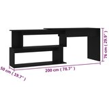  Kutni radni stol crni 200 x 50 x 76 cm od konstruiranog drva | shoptok.hr