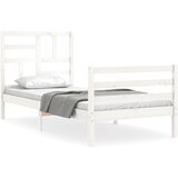 Maison Chic Posteljni okvir - Enojna postelja - Postelja za odrasle z vzglavjem bel 100x200 cm trden les-J9306, (21769188) | Shoptok.si