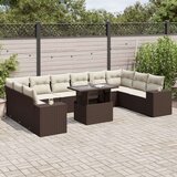 vidaXL 11-dijelni set vrtnih sofa od poliratana s jastucima smeđi | shoptok.hr