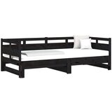  Izvlečna dnevna postelja črna trdna borovina 2x(80x200) cm, (20727114) | Shoptok.si