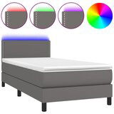 Maison Chic Box spring postelja - Vzmetna postelja z vzmetnico LED siva 80x200 cm umetno usnje SL15559, (21905180) Cene