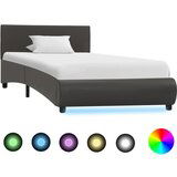 vidaXL Okvir za krevet od umjetne kože s LED svjetlom sivi 90 x 200 cm Cijene