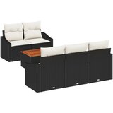 vidaXL 6-delni vrtni kavč set z blazinami, črn, poli ratan, akacija, (22091150) | Shoptok.si