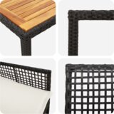 vidaXL jedilni set Set 3 Črna Les Trajno Pohodna oprema Kvadratno | Shoptok.si