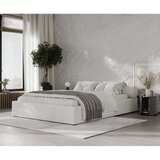 Maison de Rêve Kremno bela oblazinjena zakonska postelja s prostorom za shranjevanje z letvenim dnom 140x200 cm Solvo – | Shoptok.si
