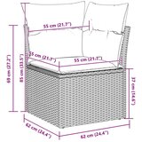  7-delni vrtni kavč set z blazinami siva poli ratan akacija, (22092190) | Shoptok.si