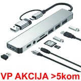  A-CM-COMBO8-06 ** USB-A + USB-C multi-port 8-in-1 USB3.0+USB2.0+SD+3.5mm+Data (838) | ePonuda.com