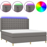  Box spring postelja z vzmetnico LED temno siva 180x200 cm blago, (21118454) | Shoptok.si
