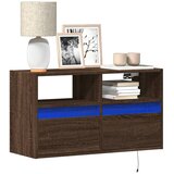 Maison Chic Stenska TV omarica - TV stojalo - Televizijska omarica z LED lučkami rjavi hrast 80x31x45 cm, (21698937) | Shoptok.si
