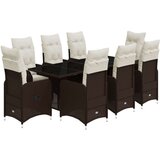 vidaXL Vrtna bistro garnitura 9-delna z blazinami rjav poli ratan | Shoptok.si