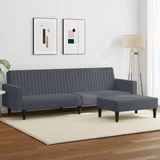  2-dijelni set sofa tamnosivi baršunasti