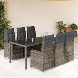  7-dijelni vrtni bistro set od poliratana s jastucima sivi | Eponuda.com