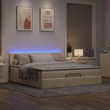 vidaXL Otomanski krevet s madracem i LED krem 160x200cm tkanine Cijene