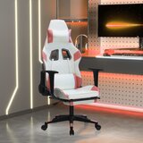 vidaXL Gaming stol z oporo za noge belo in roza umetno usnje Cene