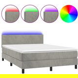 The Living Store Box spring postelja z vzmetnico LED svetlo siva 140x200cm žamet - Box Spring Postelja, (21490287) | Shoptok.si