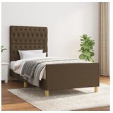  Posteljni okvir z vzglavjem temno rjav 90x190 cm blago | Shoptok.si