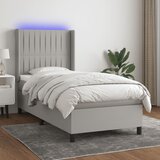 The Living Store Box spring postelja z vzmetnico LED svetlo siva 90x200 cm blago - Box Spring Postelja, (21519462) | Shoptok.si