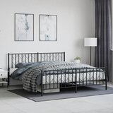  The Living Store Kovinski posteljni okvir z vzglavjem in vznožjem črn 183x213 cm - Posteljni Okvir, (21501658) | Shoptok.si