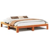 vidaXL Posteljni okvir brez vzmetnice vošč. rjav 200x200 cm borovina, (21369212) | Shoptok.si