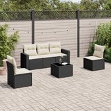  6-dijelni set vrtnih sofa s jastucima crni od poliratana | shoptok.hr