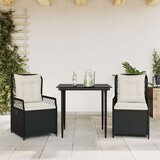 vidaXL 3-dijelni vrtni blagovaonski set s jastucima od poliratana crni | shoptok.hr