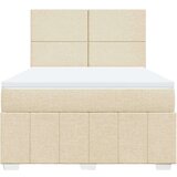 vidaXL Box spring postelja z vzmetnico krem 160x200 cm blago, (21308131) | Shoptok.si