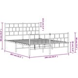  Metalni okvir kreveta uzglavlje i podnožje bijeli 160x200 cm | shoptok.hr