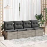 vidaXL 4-dijelni set vrtnih sofa poliratan i bagrem s jastucima sivi | shoptok.hr