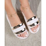 Resti Women's beige slippers with golden Serina ornament - Footwear | Shoptok.si