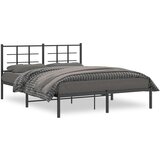 Maison Chic Kovinski Posteljni okvir - Dvoposteljna postelja - Zakonska postelja z vzglavjem črn 160x200 cm, (21693340) | Shoptok.si