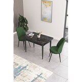 Hanah home trpezarijski set Nil, sto i 2 stolice, ploča u dekoru crnog mermera, kaki zelena tkanina Babyface | Eponuda.com