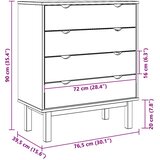 Ladičar OTTA smeđe-sivi 76,5 x 39,5 x 90 cm od masivne borovine | shoptok.hr
