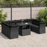 vidaXL 10-dijelni set vrtnih sofa s jastucima crni od poliratana | shoptok.hr