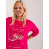 Fashion Hunters Fuchsia women's plus-size blouse with floral print | Shoptok.si