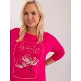 Fashion Hunters Fuchsia women's plus-size blouse with floral print