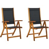 The Living Store Zložljivi vrtni stoli 2 kosa trden akacijev les in tekstil - Zložljiv Stol, (21468289) | Shoptok.si