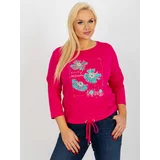Fashionhunters Women's blouse plus size with 3/4 sleeves and print - fuchsia