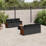 Maison Chic Seti vrtnega pohištva - Vrtna garnitura - Vrtni pohištvo set 7-delna z blazinami črn poli ratan, (21802116) | Shoptok.si
