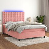 The Living Store Box spring postelja z vzmetnico LED roza 80x200 cm žamet - Box Spring Postelja, (21491803) Cene