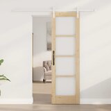  Klizna vrata 61 x 198,5 cm Masivna borovina i staklo Prirodna | shoptok.hr