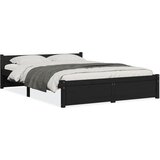 The Living Store Posteljni okvir črn iz trdnega lesa 140x190 cm - Posteljni Okvir, (21531499) | Shoptok.si