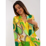 Fashion Hunters Lady's green-yellow patterned jacket Cene