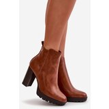 Boto Women's Winter Boots with High Heel Zip Closure Camel Bioria | Eponuda.ba