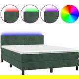 Maison Chic Box spring postelja - Vzmetna postelja z vzmetnico LED tem. zelena 140x190cm žamet SL22006, (21891341) | Shoptok.si