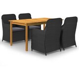  5-dijelni vrtni blagovaonski set crni Cijene