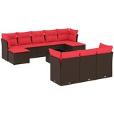  11-dijelni vrtni set s jastucima smeđi poliratan | shoptok.hr